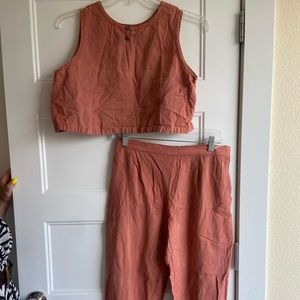Linen Terracotta Dyed Matching Set